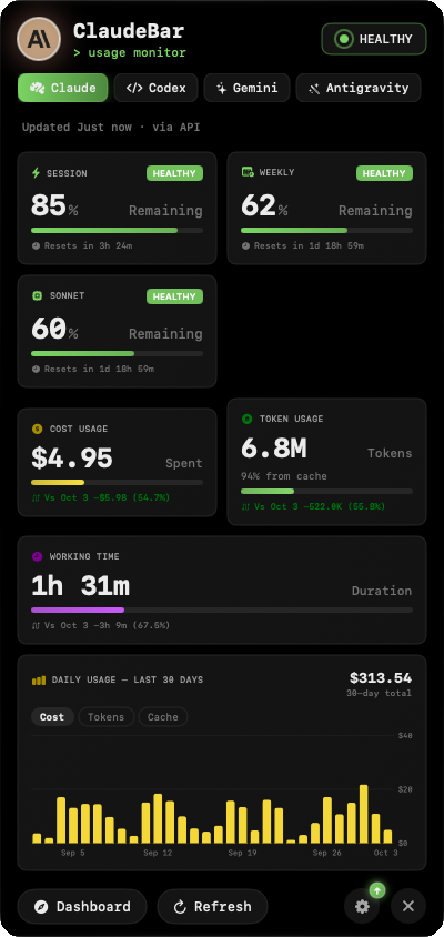 ClaudeBar in the CLI theme.